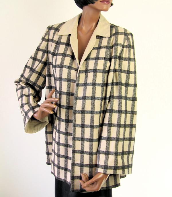 50s Swing Jacket Women's Vintage Windowpane Plaid Medium to Large VFG Wm Block