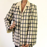 50s Swing Jacket Women's Vintage Windowpane Plaid Medium to Large VFG Wm Block