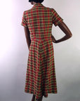 back view, 50s plaid dress