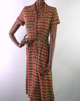 1950s short sleeved plaid dress