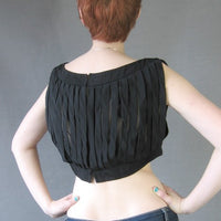 back view, 60s carwasg strip peekaboo midriff top