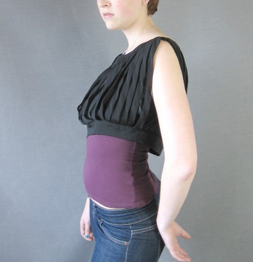 side view, 60s vintage crop top with carwash strips