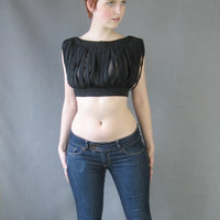 1960s vintage black semisheer crop top