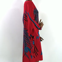 side view, 1980s shift silhouette silk dress