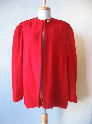 1940s red velvet finger tip length jacket