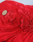 close up of another small flaw, 40s red velvet jacket