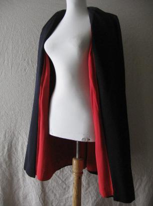 40s clutch coat with contrasting red lining