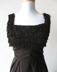 another view of bodice, 60s vintage fringed Little Black Dress agogo