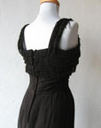 back view of bodice, 60s empire waist sheath dress with fringe