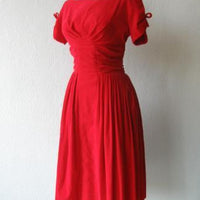 50s vintage red velvet Christmas special occasion dress