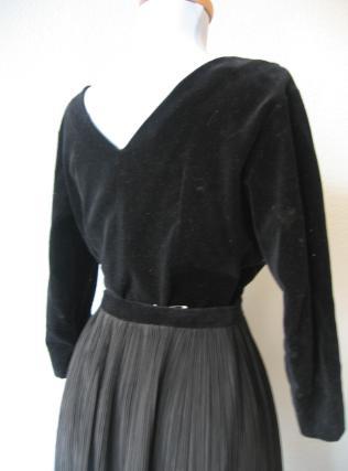 back view of 50s bodice and skirt Little Black Dress separates