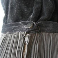 close up detail, 50s cocktail separates waistband showing velvetten top and crystal pleated taffeta skirt