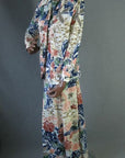 70s maxi dress and over shirt set disco-type poly jersey fabric