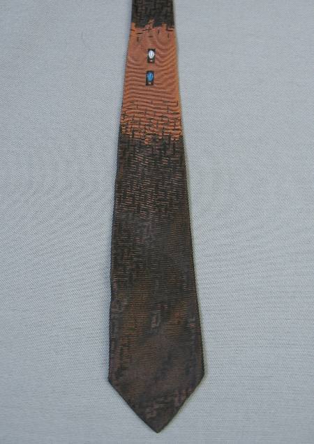 Men's Vintage 60s Neck Tie Skinny Narrow Copper Sharkskin Torches VFG
