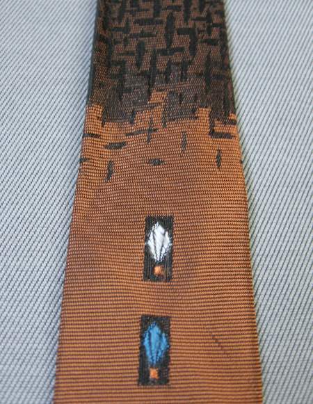 Men's Vintage 60s Neck Tie Skinny Narrow Copper Sharkskin Torches VFG