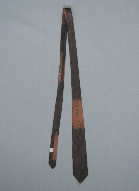 Men's Vintage 60s Neck Tie Skinny Narrow Copper Sharkskin Torches VFG