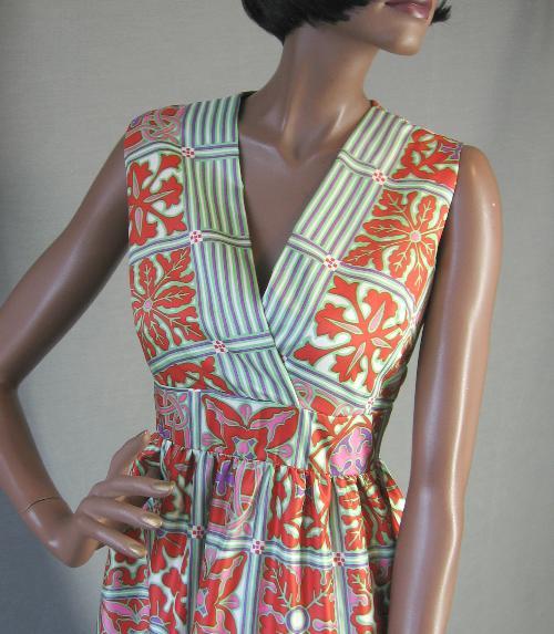 bodice, 1960s vintage baby doll dress Pucci style print