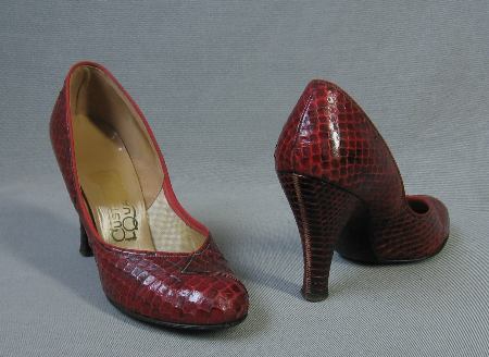 another view, vintage 50s red cobra high heeled shoes