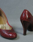 another view, vintage 50s red cobra high heeled shoes