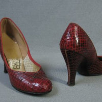 another view, vintage 50s red cobra high heeled shoes