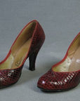 vintage 1950s red cobra babydoll heels