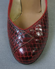 close up detail, vintage 50s red cobra snakeskin shoes