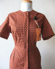 1950s vintage plaid checked day dress, new old stock