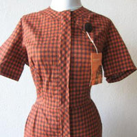 1950s vintage plaid checked day dress