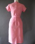 back view, 50s pink sheath dress