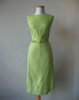 1950s vintage green sheath dress New Old Stock