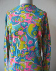 Deadstock Vintage Mini Dress 60s Mod Psychedelic Print Jersey Medium VFG