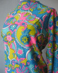 Deadstock Vintage Mini Dress 60s Mod Psychedelic Print Jersey Medium VFG