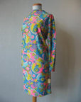 Deadstock Vintage Mini Dress 60s Mod Psychedelic Print Jersey Medium VFG