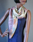 vintage de la Renta scarf, shown draped over shoulders
