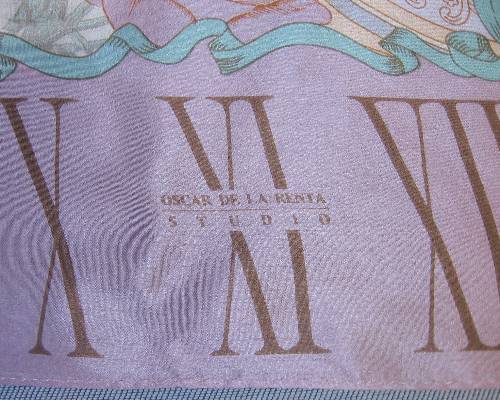 vintage timepiece scarf label, Oscar de la Renta Studio