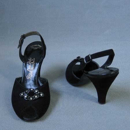 vintage 40s 50s rhinestone buckle heels