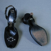 overhead and soles 40s 50s suede peeptoe heels