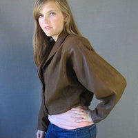 side view, 80s cropped leather bomber jacket