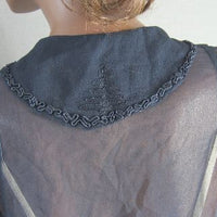 close up detail, back embellished collar of antique chiffon bodice