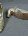 Women's Vintage 60s Pumps by Enna Jetticks Heels Shoes Gold Lame Rhinestone Deadstock? 7.5 VFG