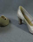 Women's Vintage 60s Pumps by Enna Jetticks Heels Shoes Gold Lame Rhinestone Deadstock? 7.5 VFG