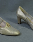 Women's Vintage 60s Pumps by Enna Jetticks Heels Shoes Gold Lame Rhinestone Deadstock? 7.5 VFG