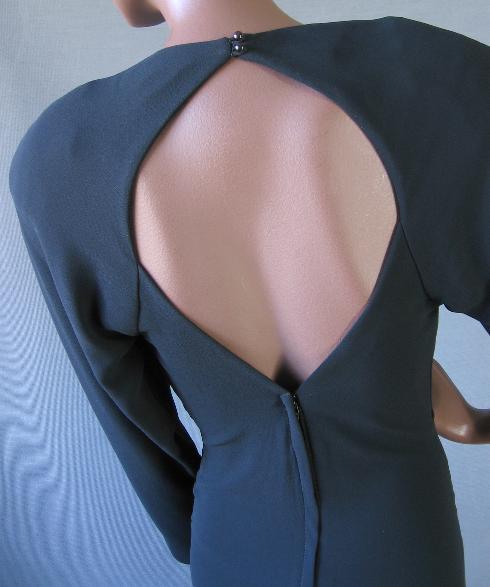 close up detail, large keyhole back of extreme 80s dress