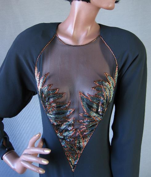 semisheer beaded bodice, 1980s sexy cocktail dress