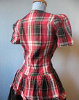 back view of bodice, 40s tartan plaid party dress