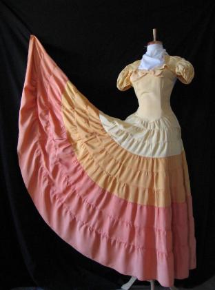 30s 40s Women's Dress Vintage Tiered Full Skirt Long Sunset Colors Ombre VFG Extra Small Small