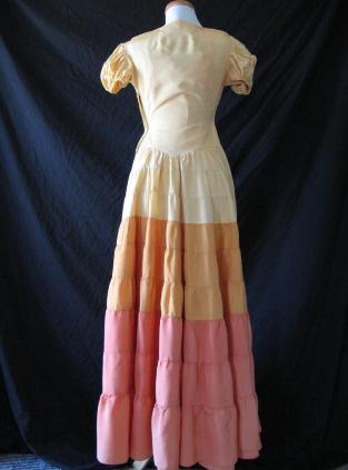 30s 40s Women's Dress Vintage Tiered Full Skirt Long Sunset Colors Ombre VFG Extra Small Small