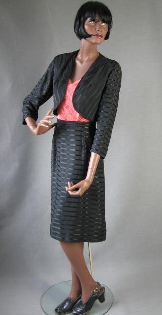 vintage 1950s brocade stripe cropped suit  jacket 