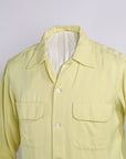 Vintage 50s Mens Rayon Gab Shirt Yellow VFG Small to Medium Gabanaro