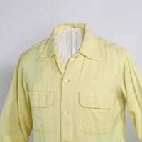 Vintage 50s Mens Rayon Gab Shirt Yellow VFG Small to Medium Gabanaro